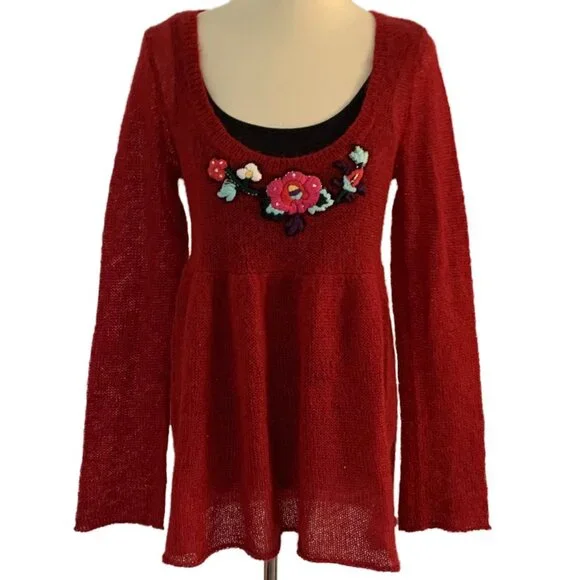 Moda International Scoop Neck Embroidered Sweater - Picture 2 of 7